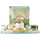 Thousand Miles - Tea Set - Four Cups - Ceremonial Cloth with Bamboo Grip