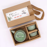 Herbal Jade Teapot Set with Two Cups