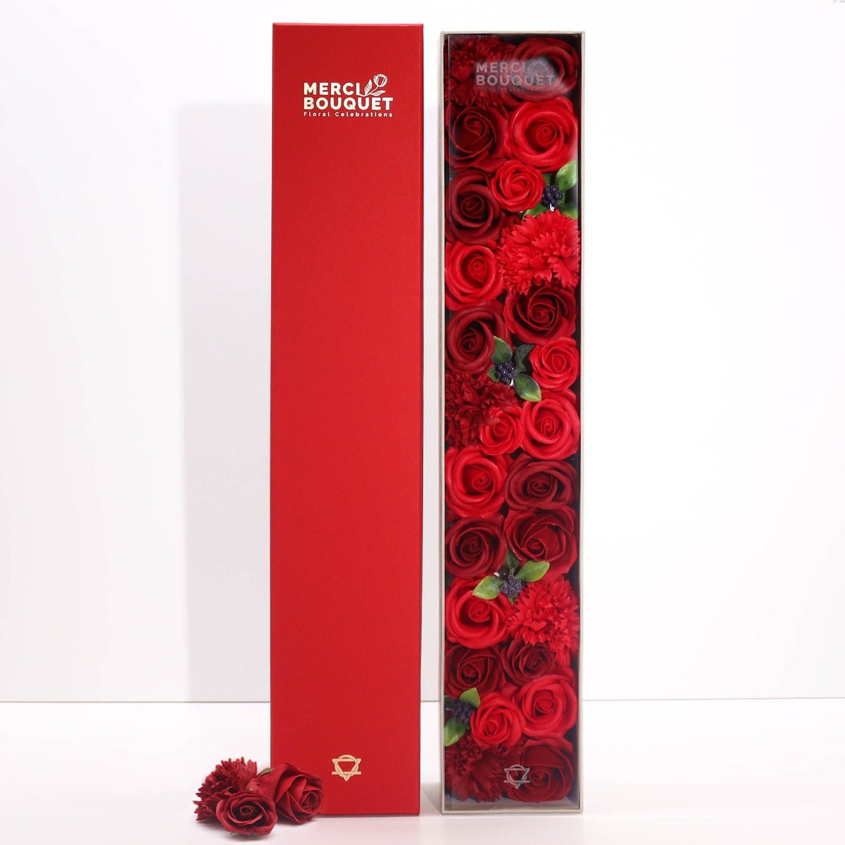 Classic Red Roses Extra-Long Soap Flower Gift Box