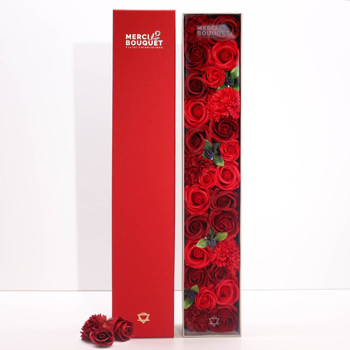 Classic Red Roses Extra-Long Soap Flower Gift Box