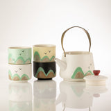 Thousand Miles - Tea Set - Four Cups - Ceremonial Cloth with Bamboo Grip