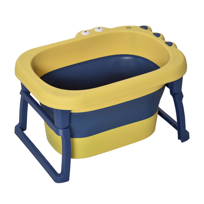 Foldable Baby Bathtub with Stool - Yellow